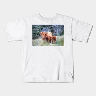 Highland Cow and Calf Kids T-Shirt